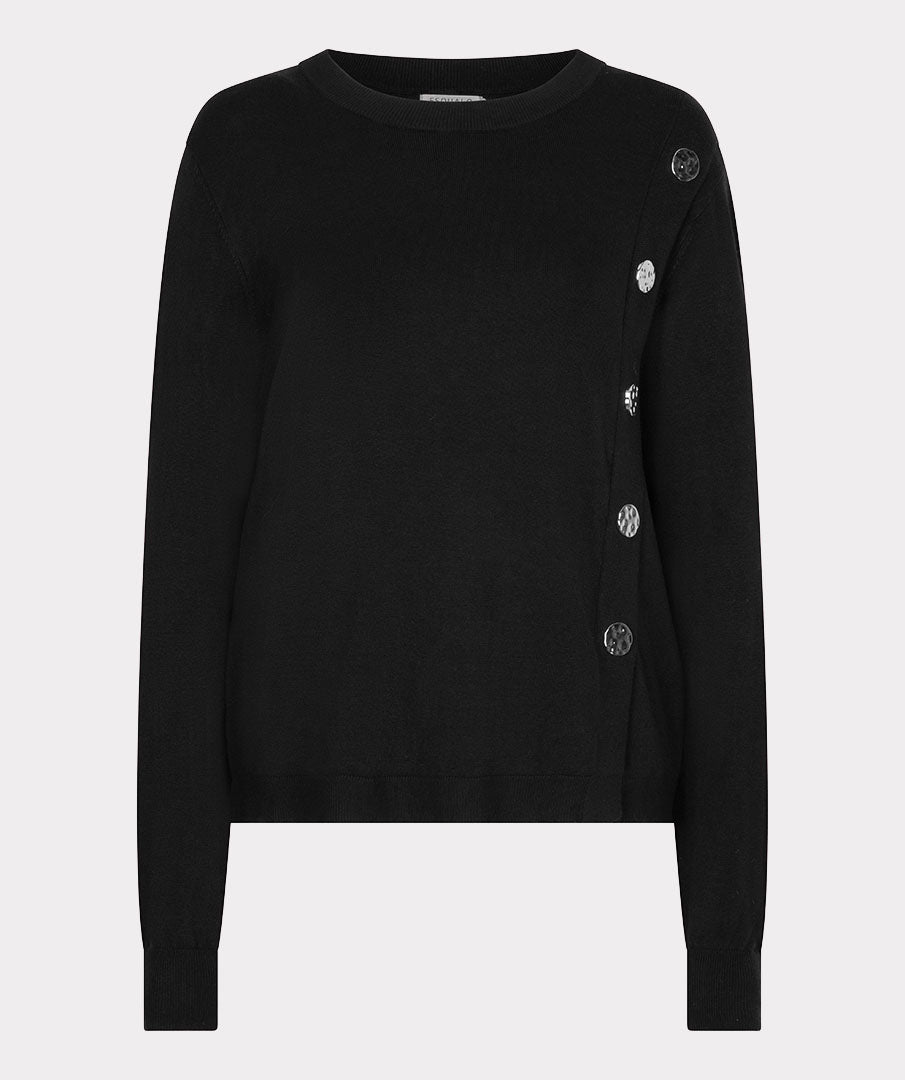 EsQualo Button Detail Basic Knit, Black