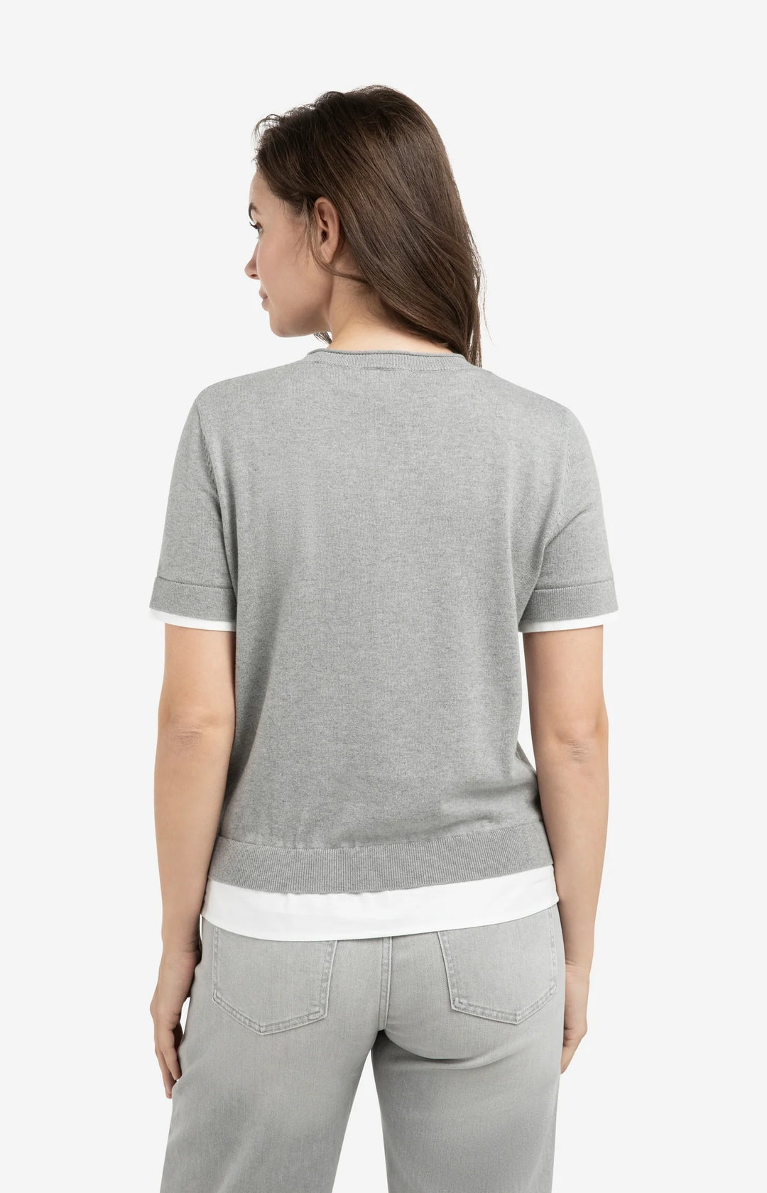 YAYA Grey Short Sleeve Knitted Top