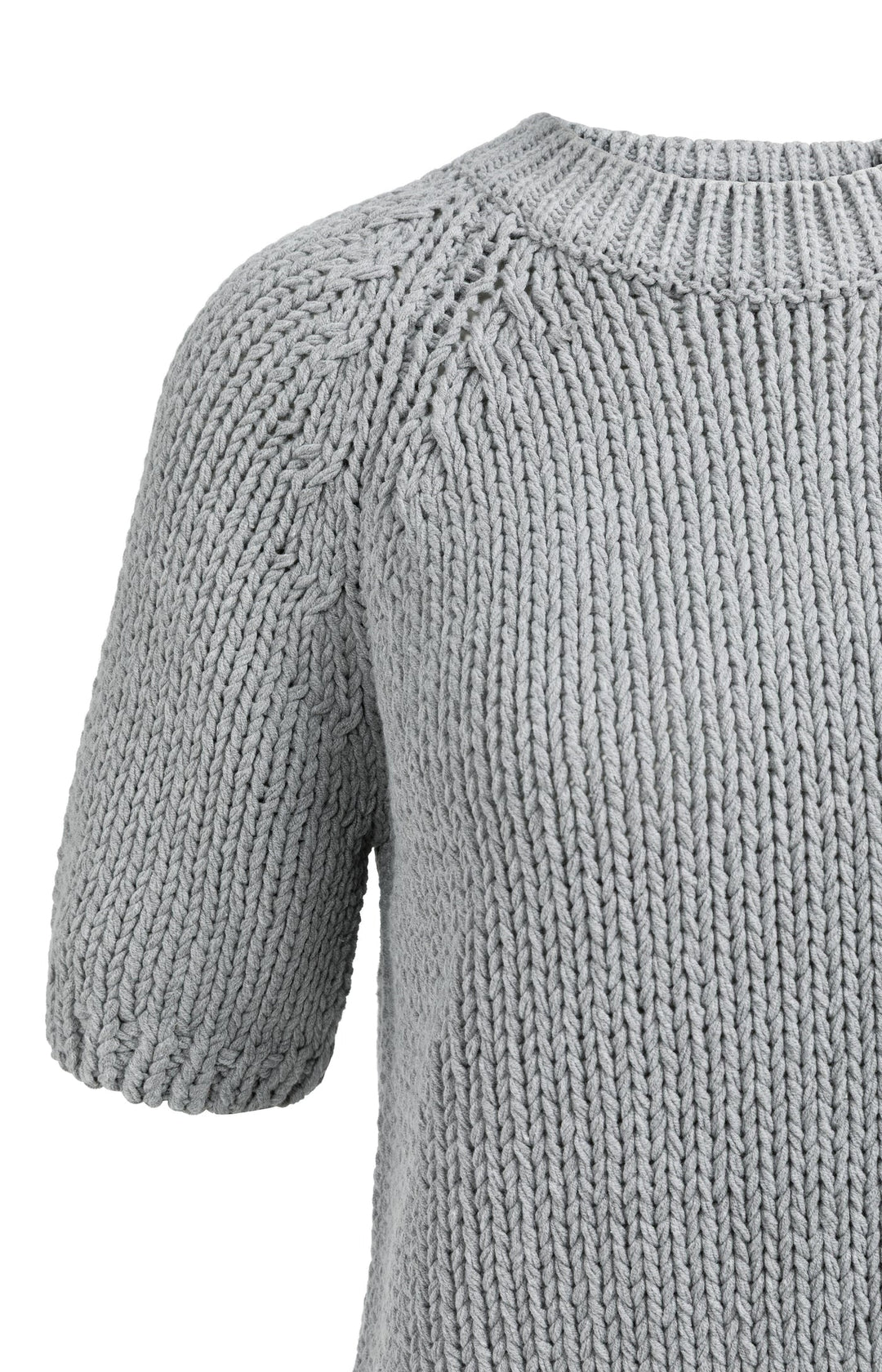 YAYA Grey Short Sleeve Chunky Knit Sweater