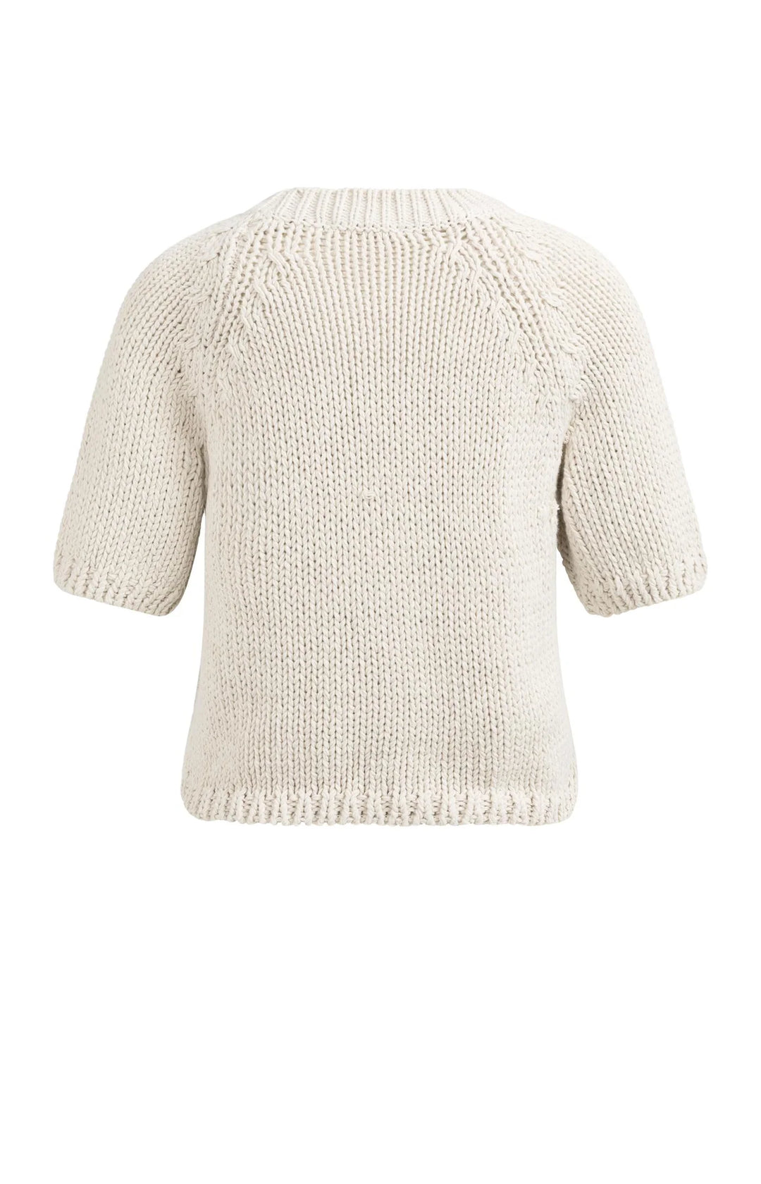 YAYA Beige Short Sleeve Chunky Knit Sweater