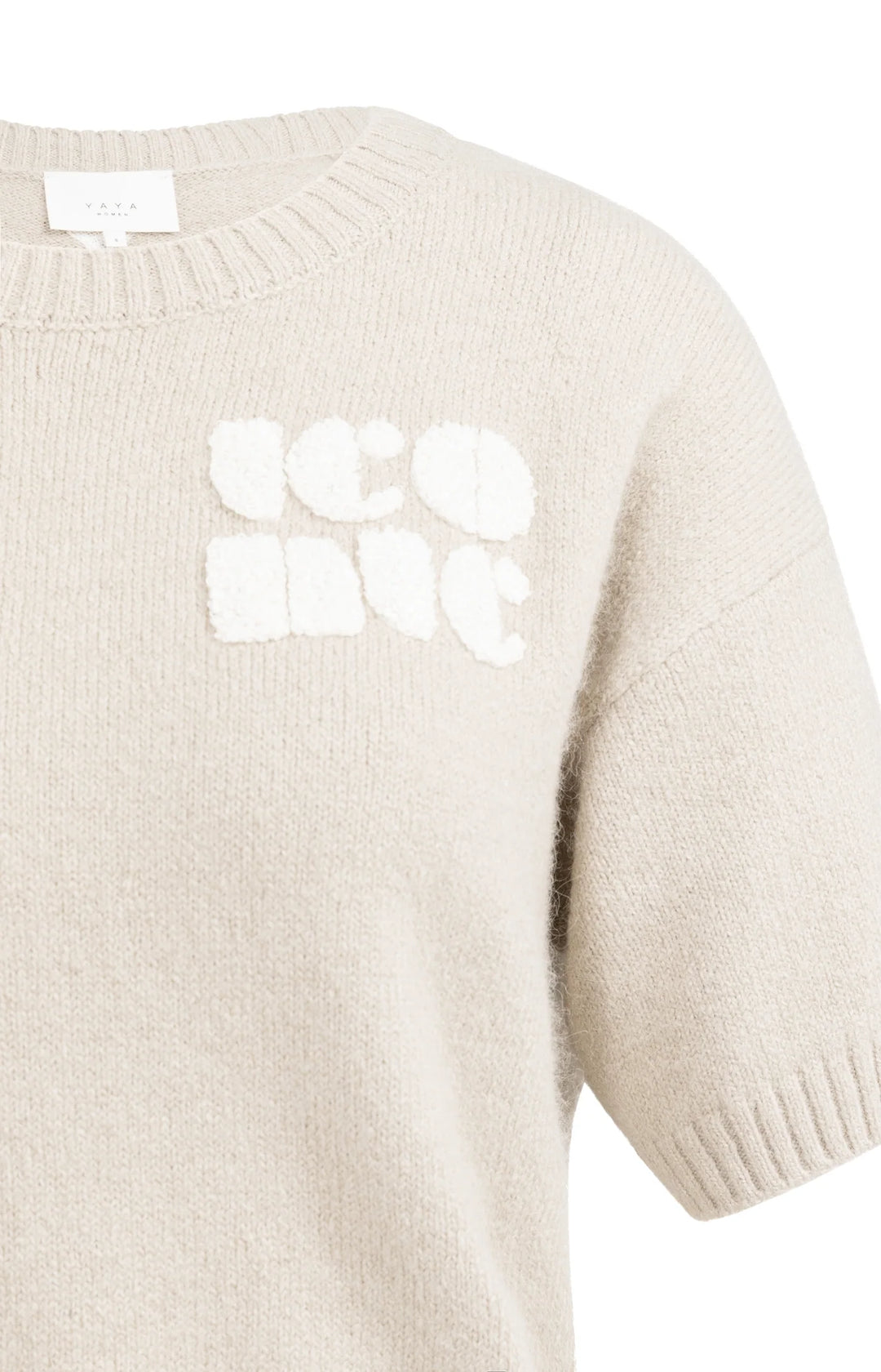 YAYA Artwork Print Short Sleeve Knit Sweater