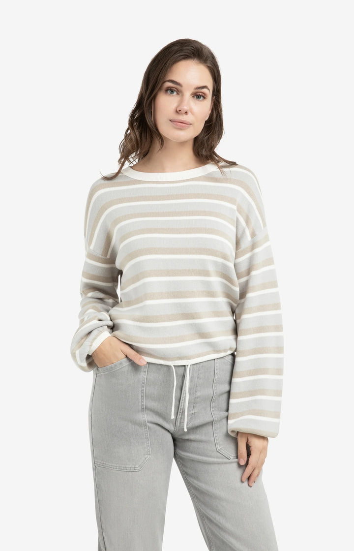 YAYA Striped Drawstring Sweater