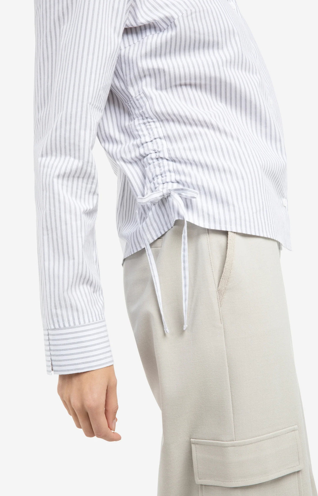 YAYA Grey Fitted Blouse & Side Drawstrings