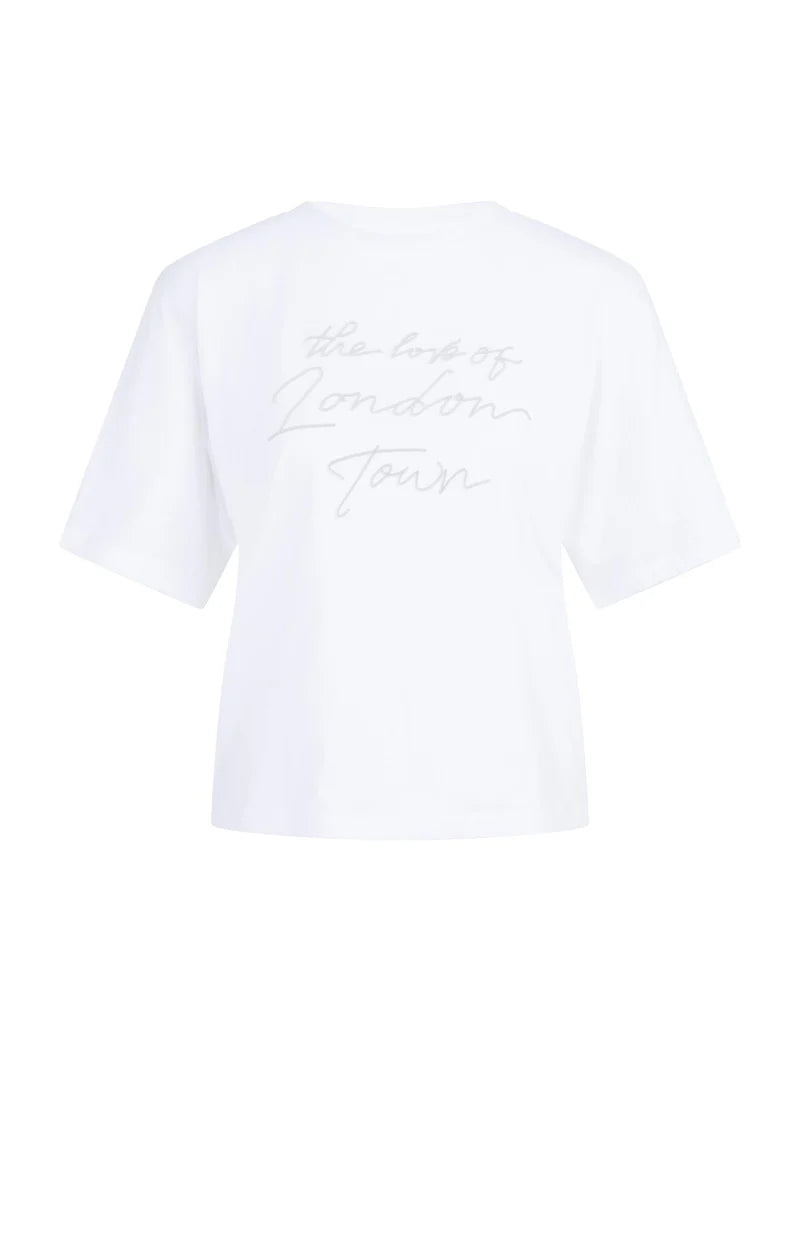 YAYA Blue Soft Flock Print Top