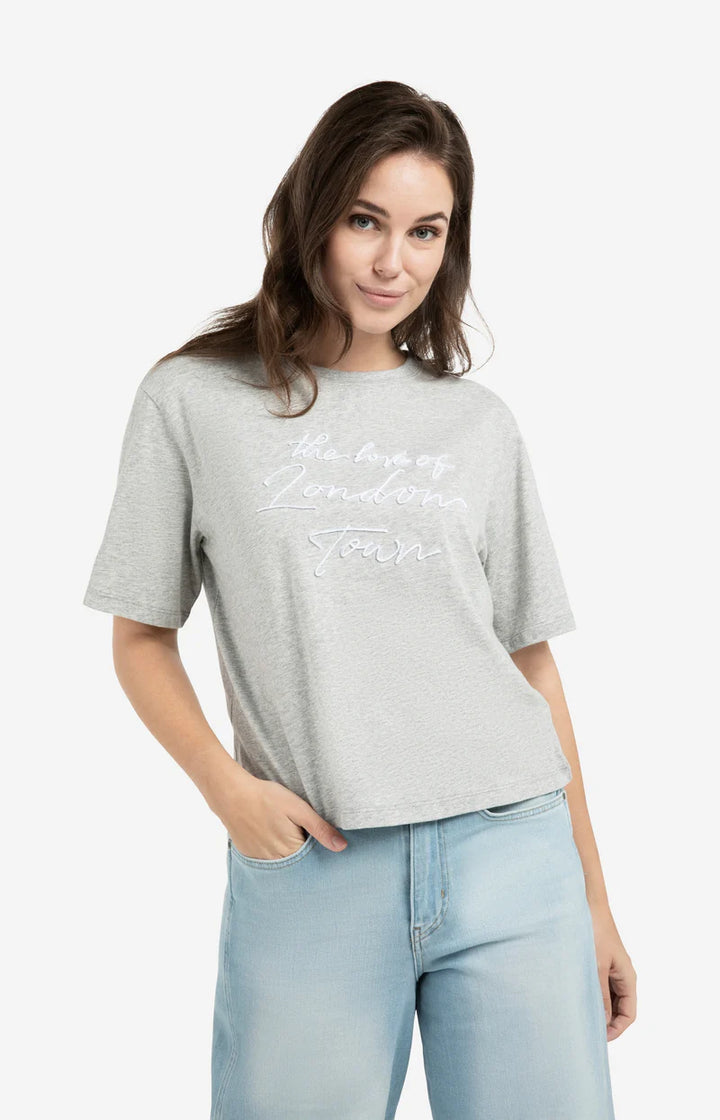 YAYA White Soft Flock Print Top