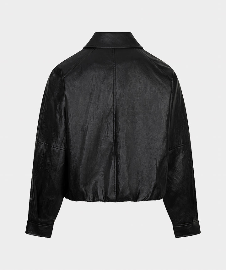 EsQualo Balloon PU Crinkle Jacket, Dark Grey