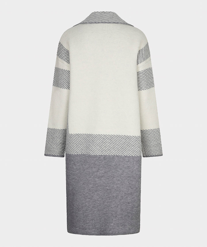 EsQualo Striped Long Cardigan, Grey