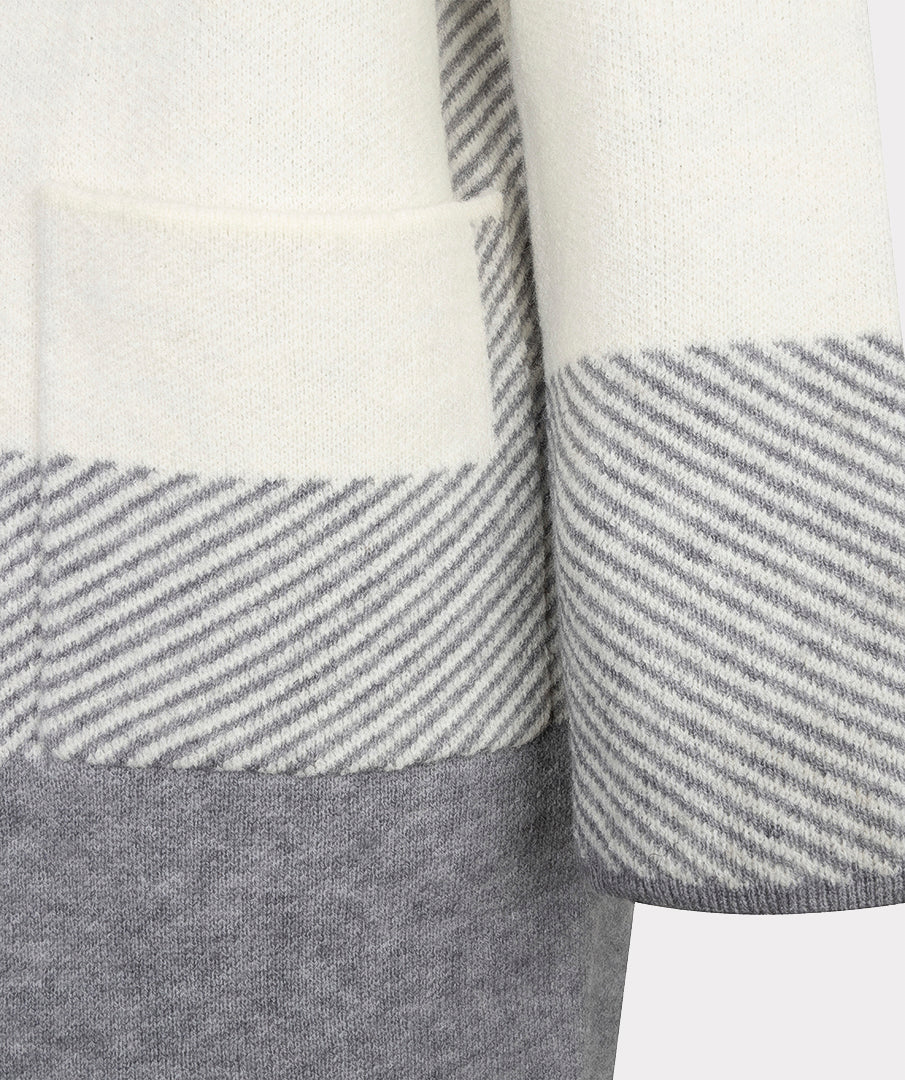 EsQualo Striped Long Cardigan, Grey