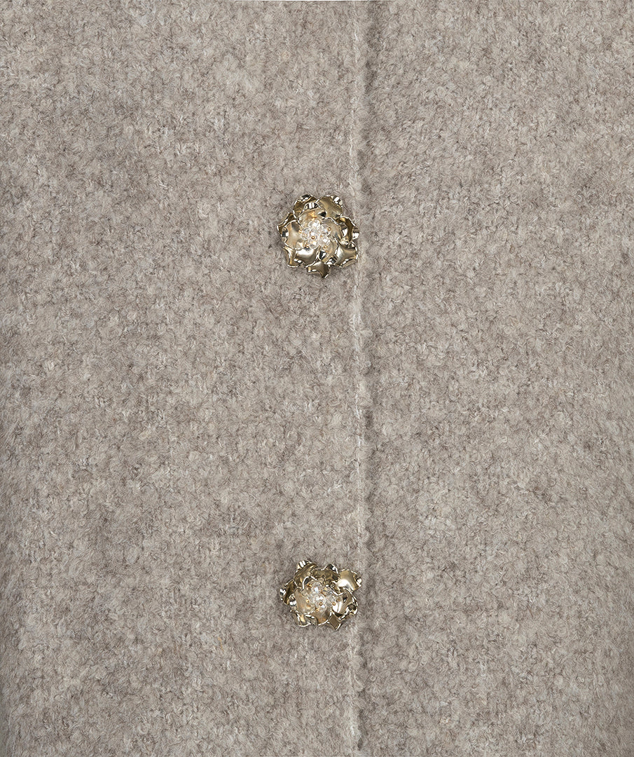 EsQualo Flower Button Cardigan, Grey