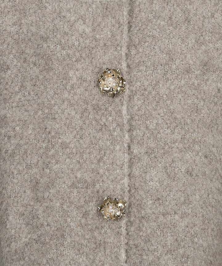 EsQualo Flower Button Cardigan, Grey