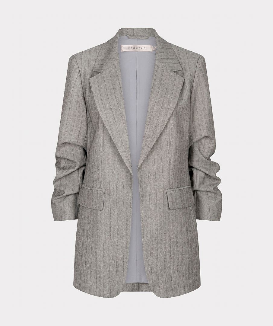 EsQualo 3/4 Sleeve Herringbone Blazer, Light Grey