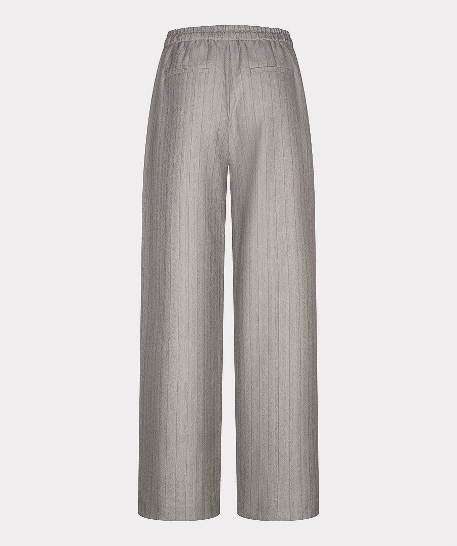 EsQualo Wide Elastic Herringbone Trousers, Light Grey