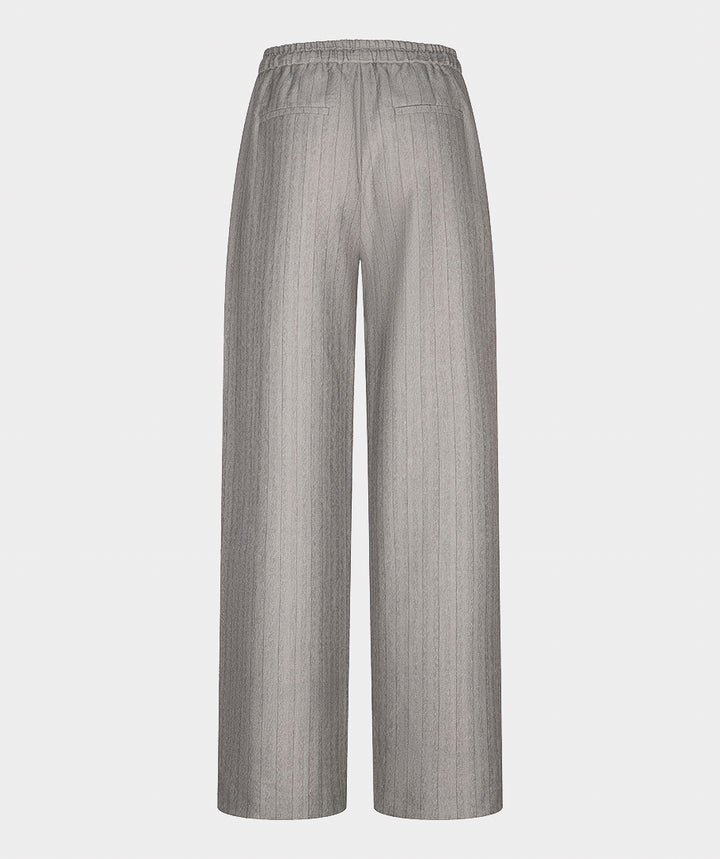 EsQualo Wide Elastic Herringbone Trousers, Light Grey