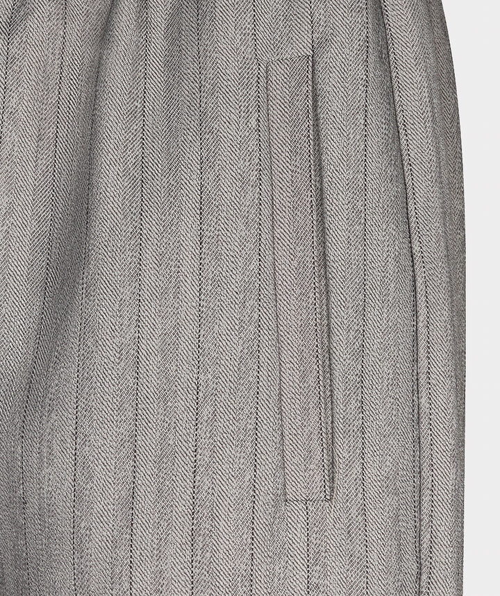 EsQualo Wide Elastic Herringbone Trousers, Light Grey