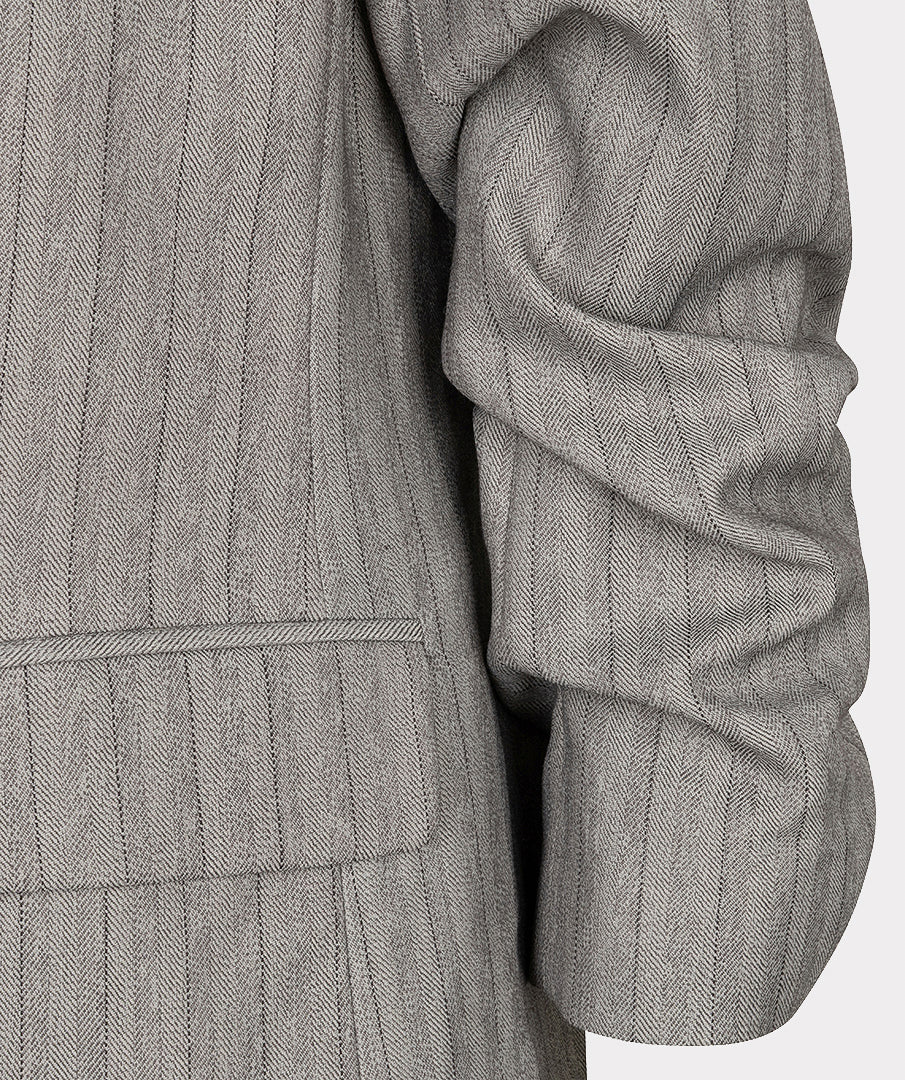 EsQualo 3/4 Sleeve Herringbone Blazer, Light Grey
