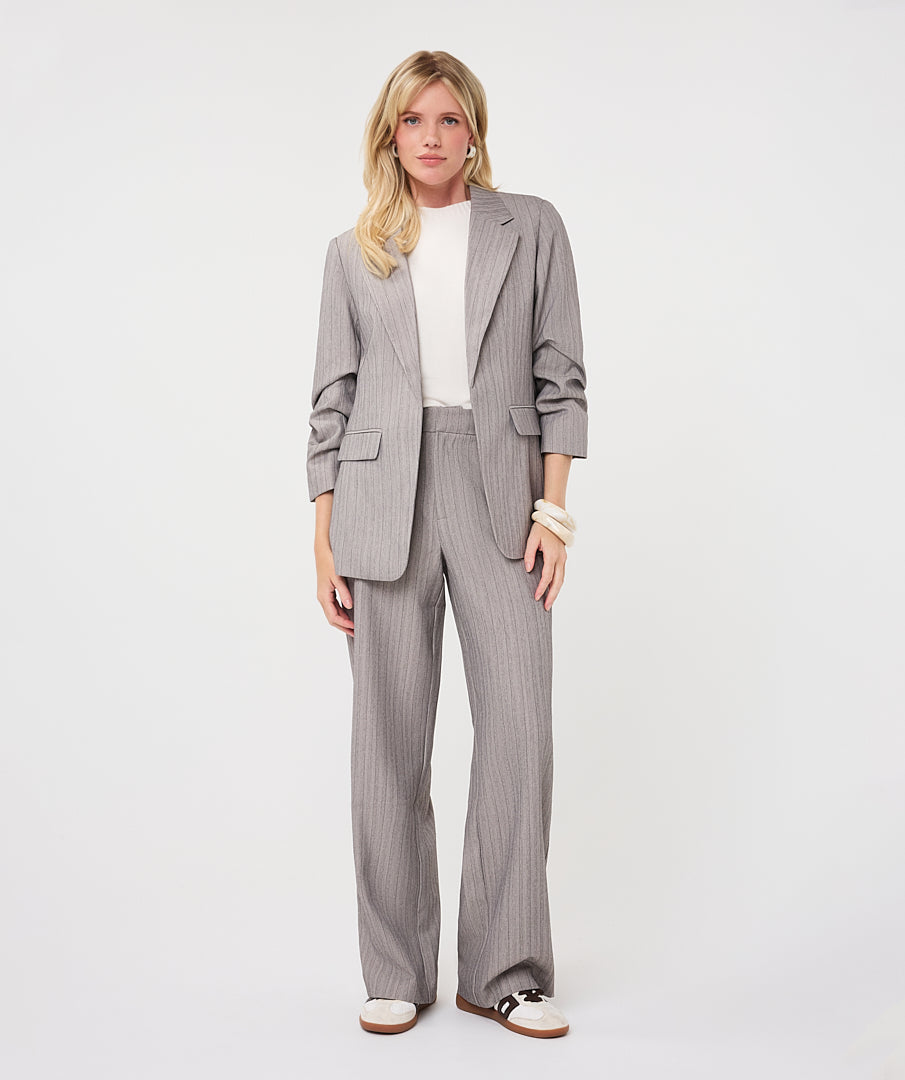 EsQualo 3/4 Sleeve Herringbone Blazer, Light Grey