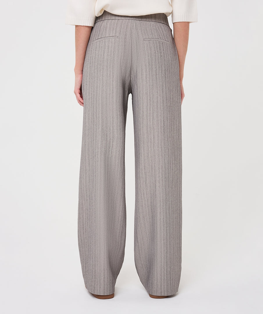 EsQualo Wide Elastic Herringbone Trousers, Light Grey