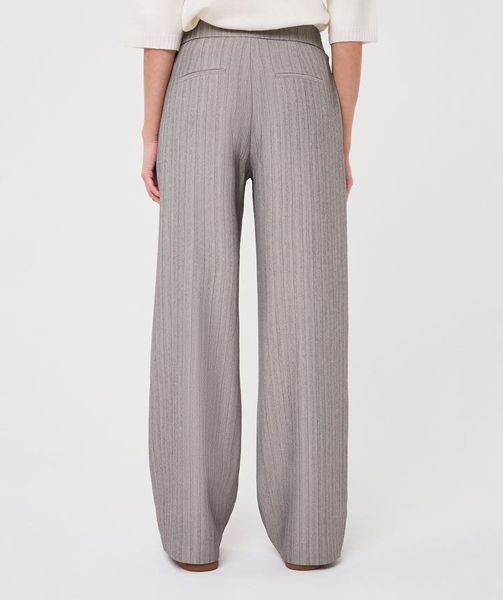 EsQualo Wide Elastic Herringbone Trousers, Light Grey