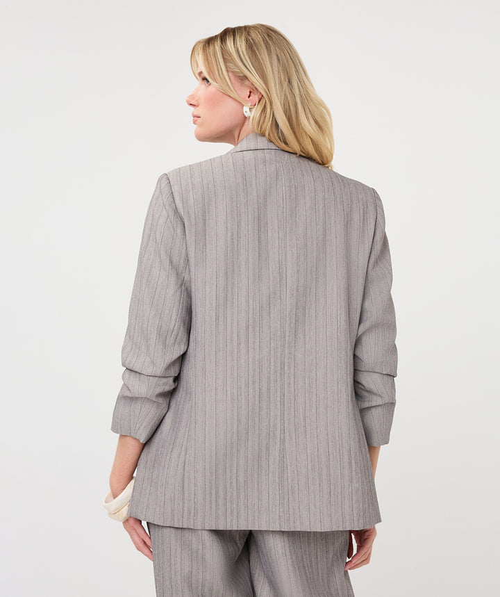 EsQualo 3/4 Sleeve Herringbone Blazer, Light Grey