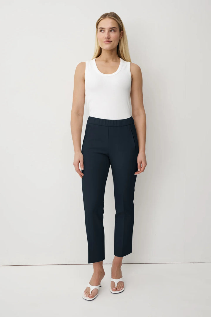 Anna Montana Navy Rose Easy Flexi Relaxed Fit Trousers