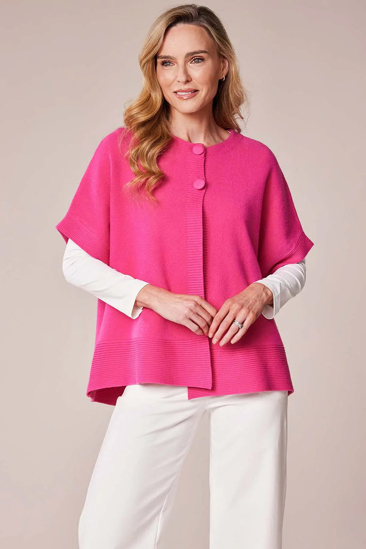 Decollage Pink Sleeveless Cardigan