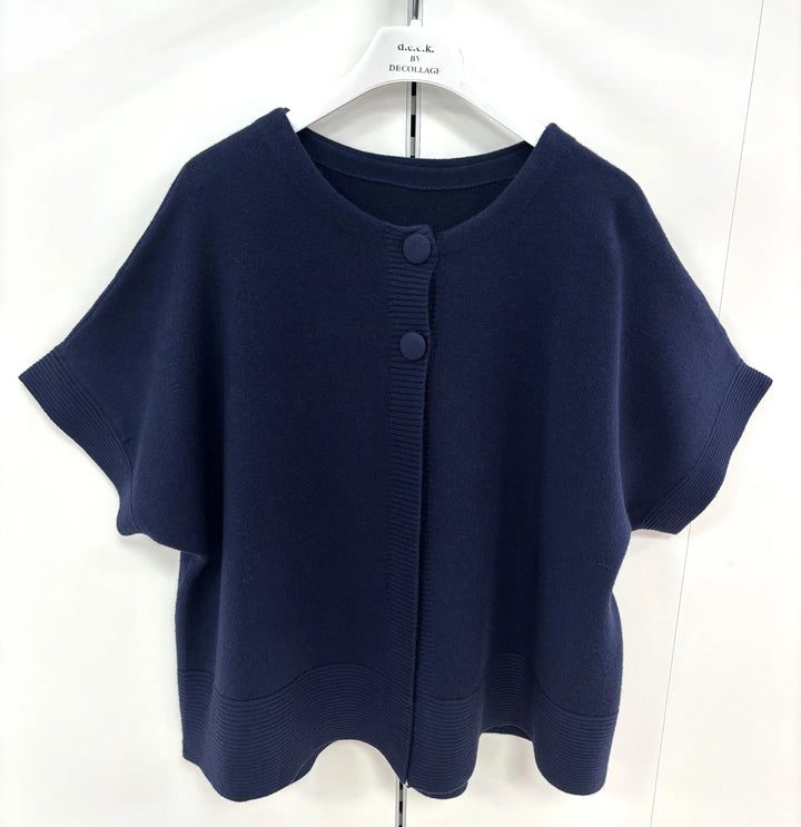 Decollage Navy Sleeveless Cardigan