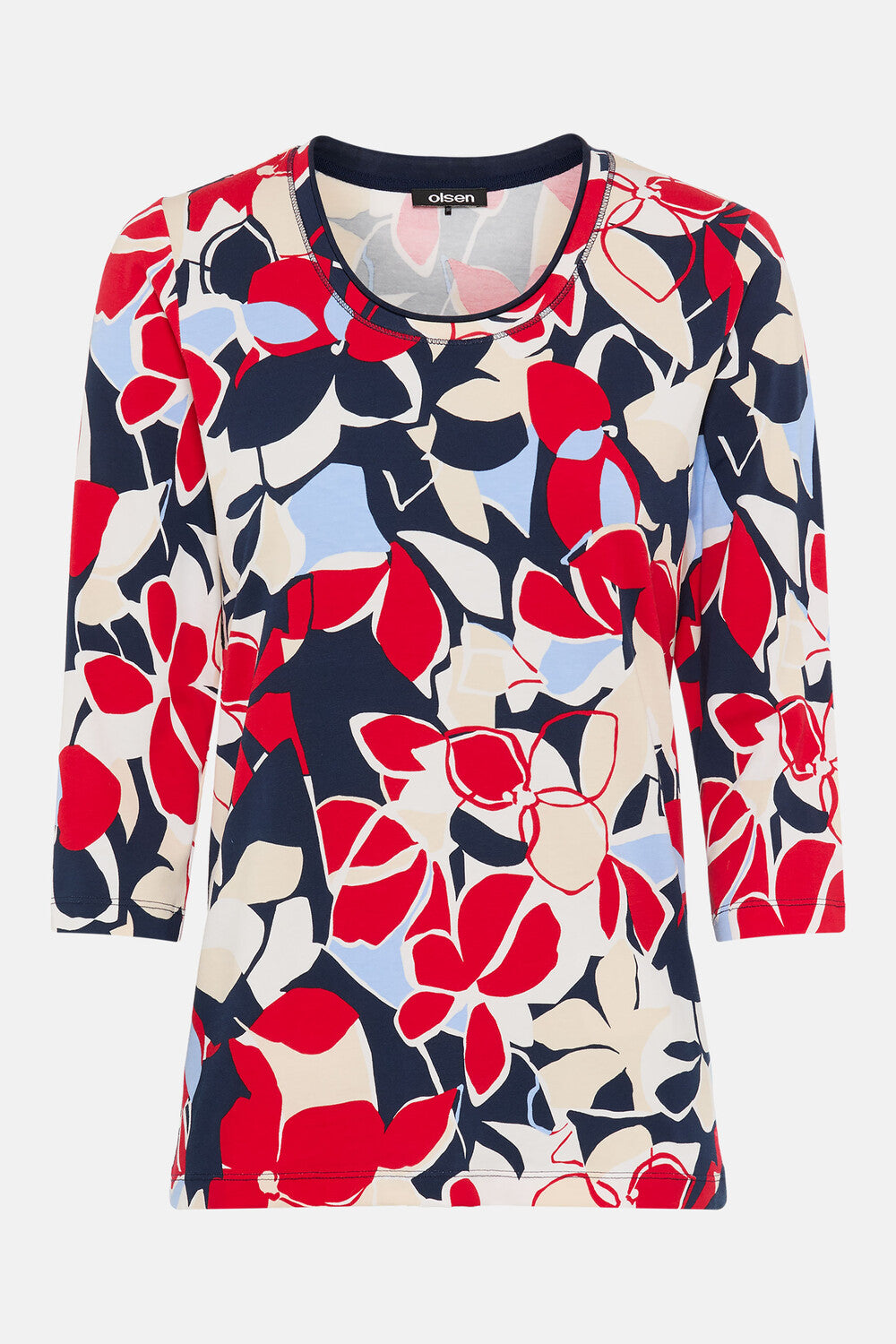 Olsen French Red Long Sleeve Top