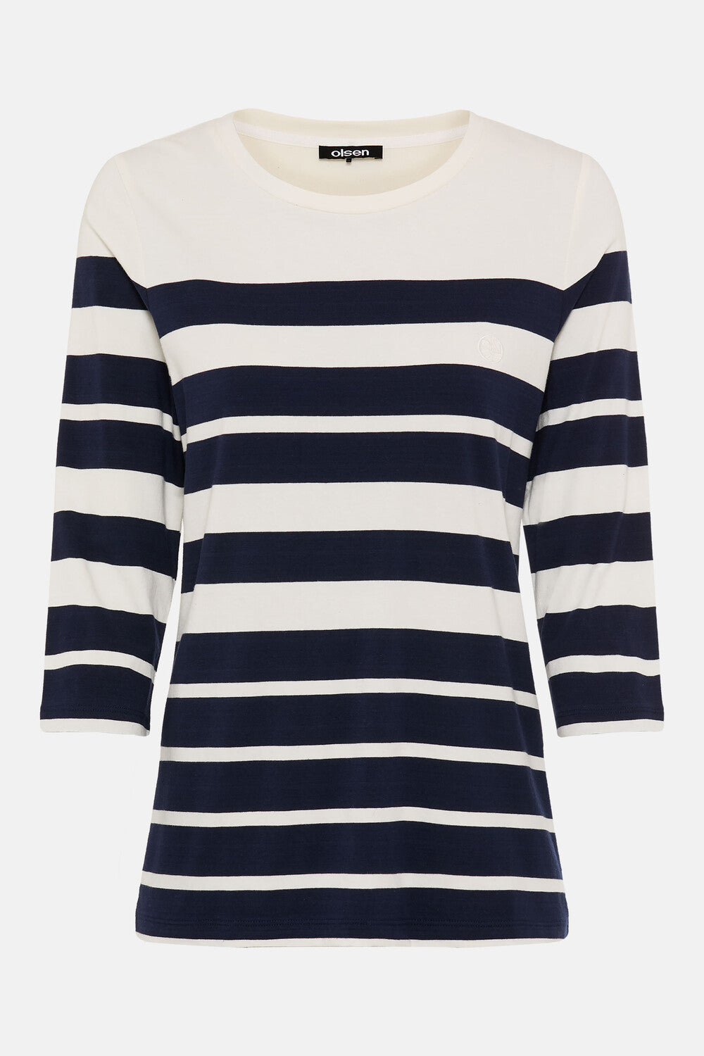 Olsen Ink Blue Striped Long Sleeve Top
