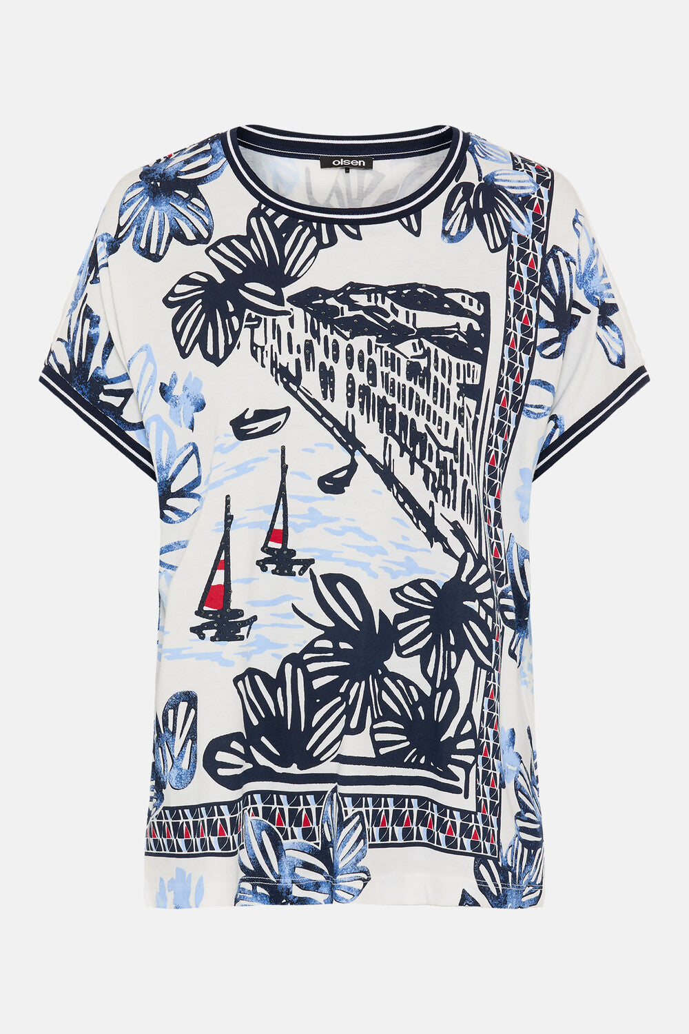 Olsen Ink Blue Short Sleeve Top