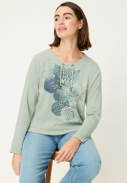 Olsen Salvia Green Floral Long Sleeve Sweatshirt