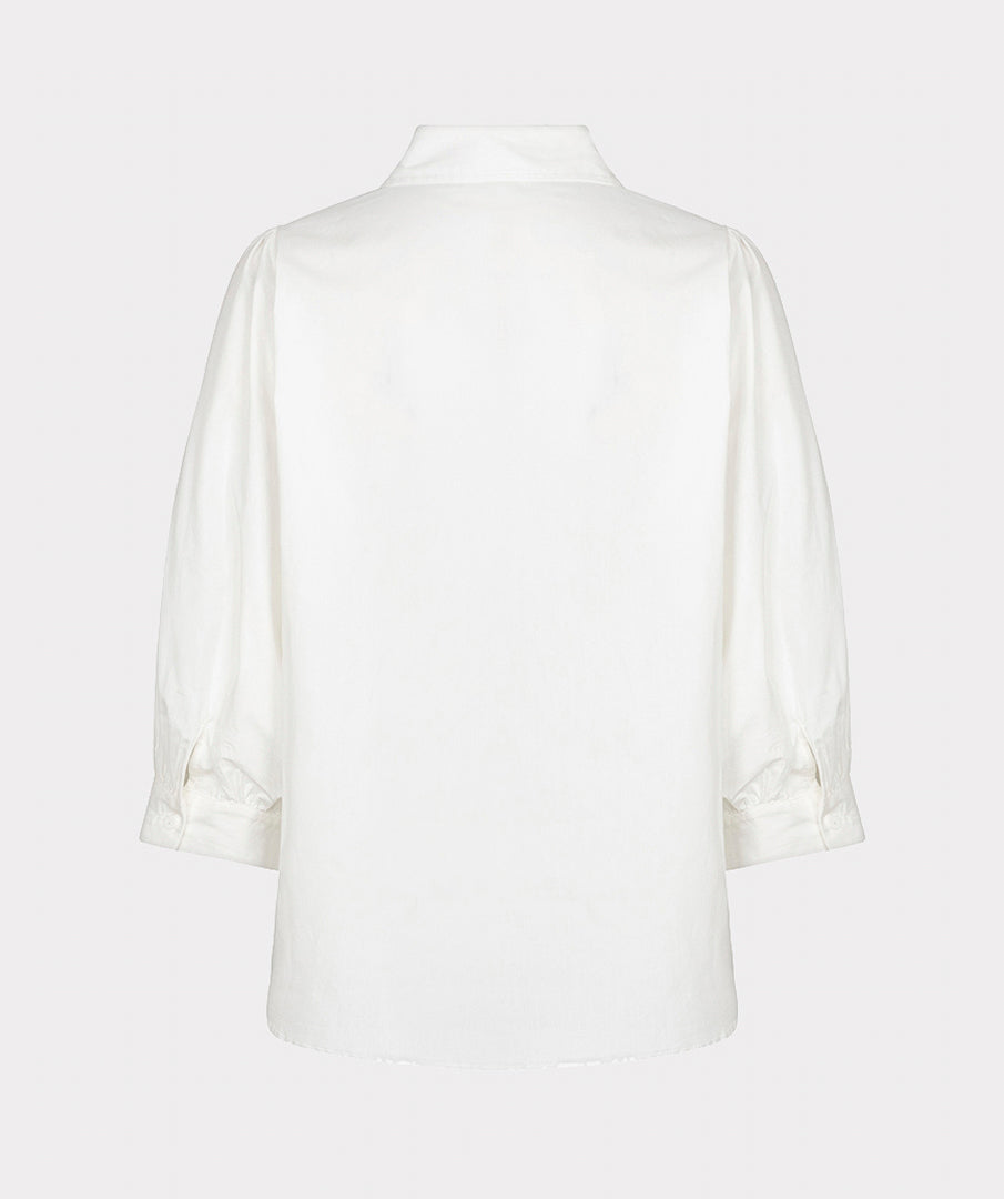 EsQualo Embroidery Poplin Blouse, Off White
