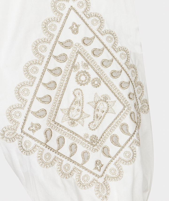 EsQualo Embroidery Poplin Blouse, Off White