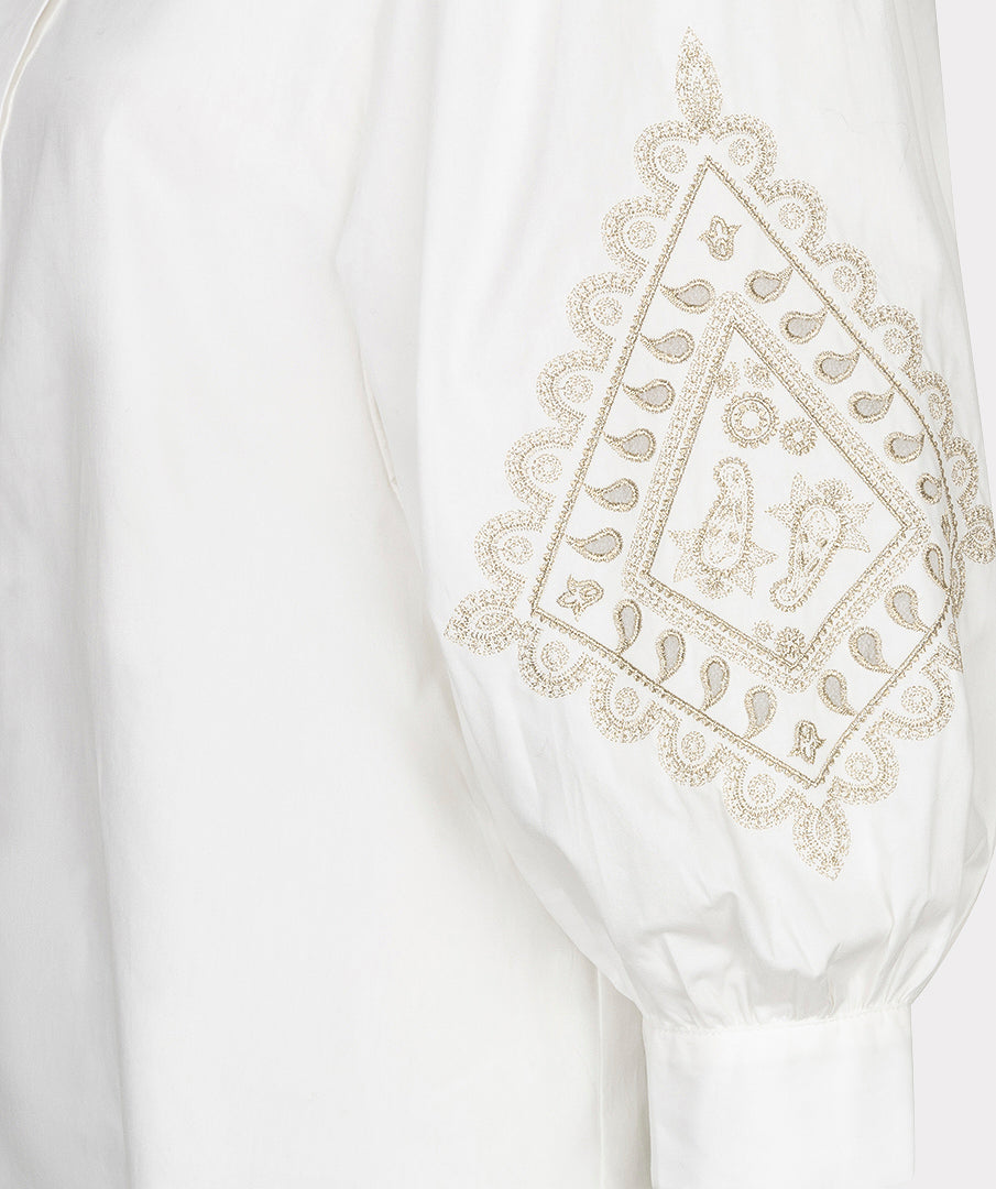 EsQualo Embroidery Poplin Blouse, Off White