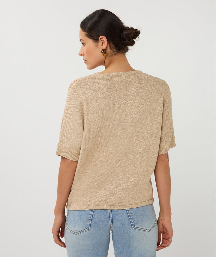 EsQualo Light Sand Sweater Ajour Batwing