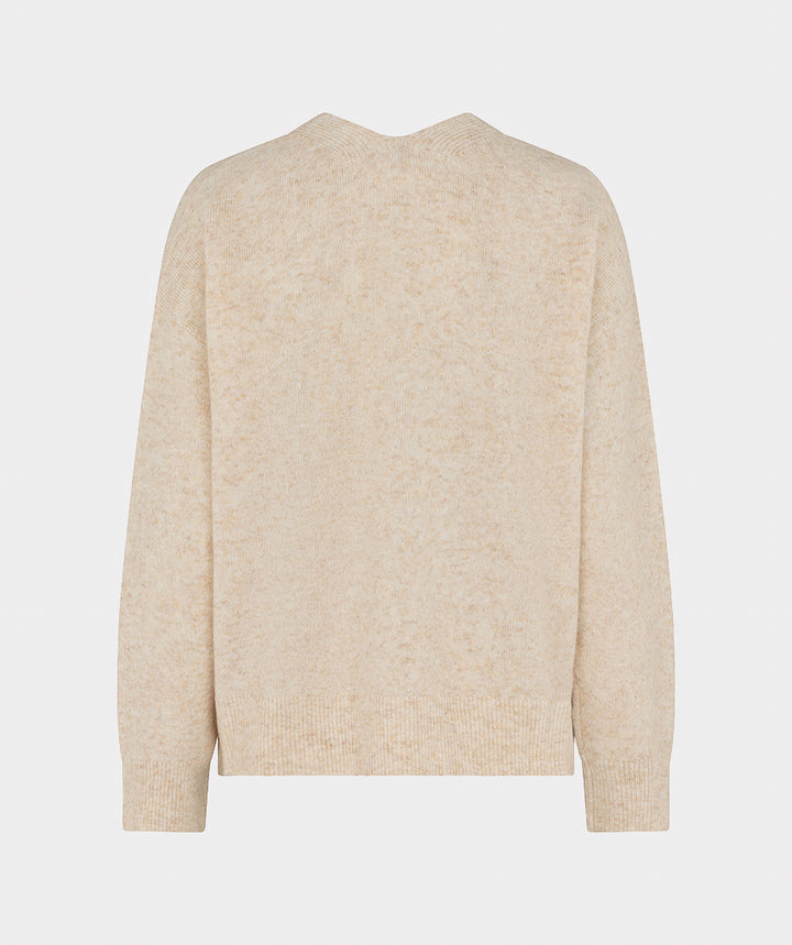 EsQualo Cable Knit V-Neck, Biscuit