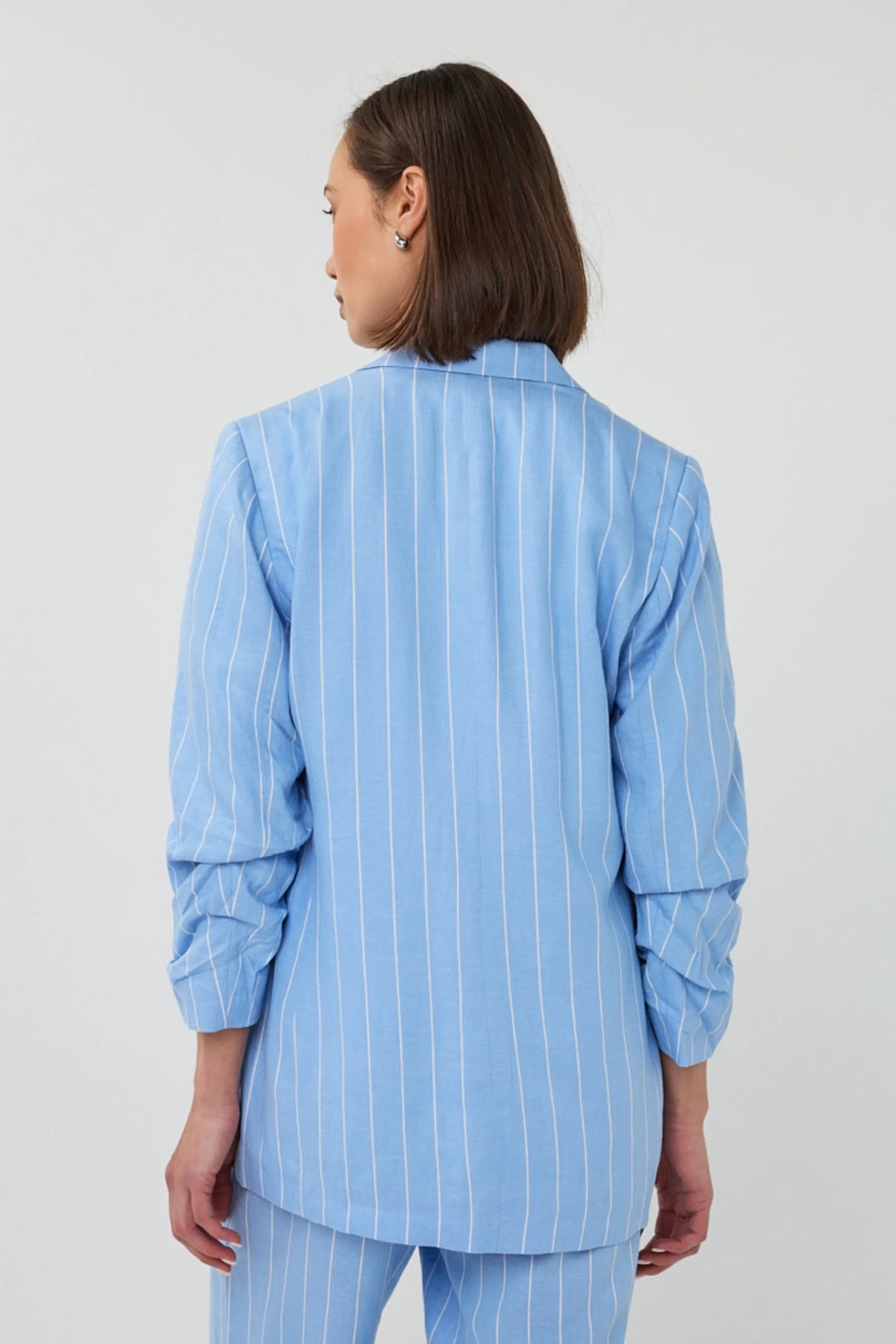 EsQualo Light Blue Striped Linen Blazer