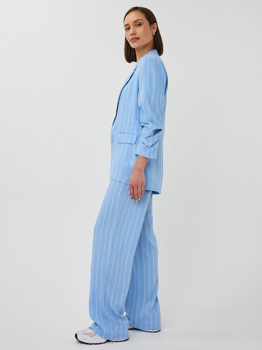 EsQualo Blue Linen Pinstripe Trousers
