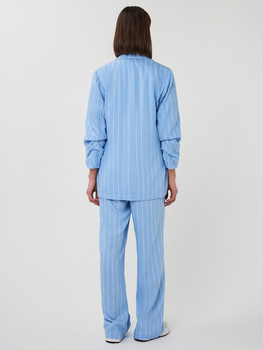 EsQualo Blue Linen Pinstripe Trousers