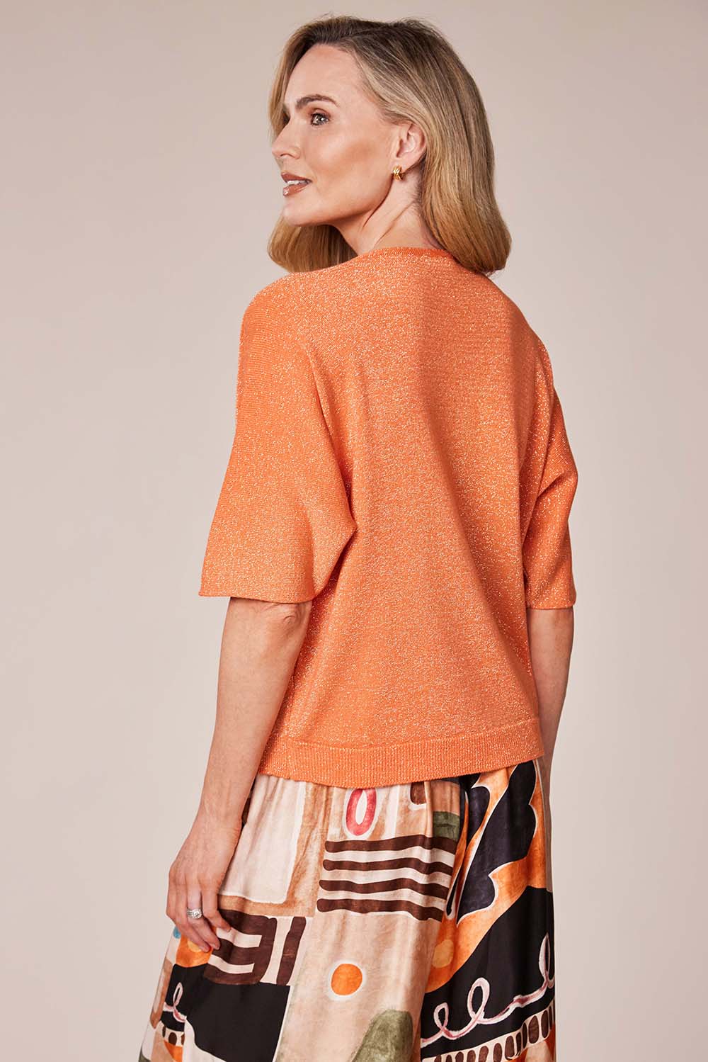 Decollage Orange Short Sleeve Sweater
