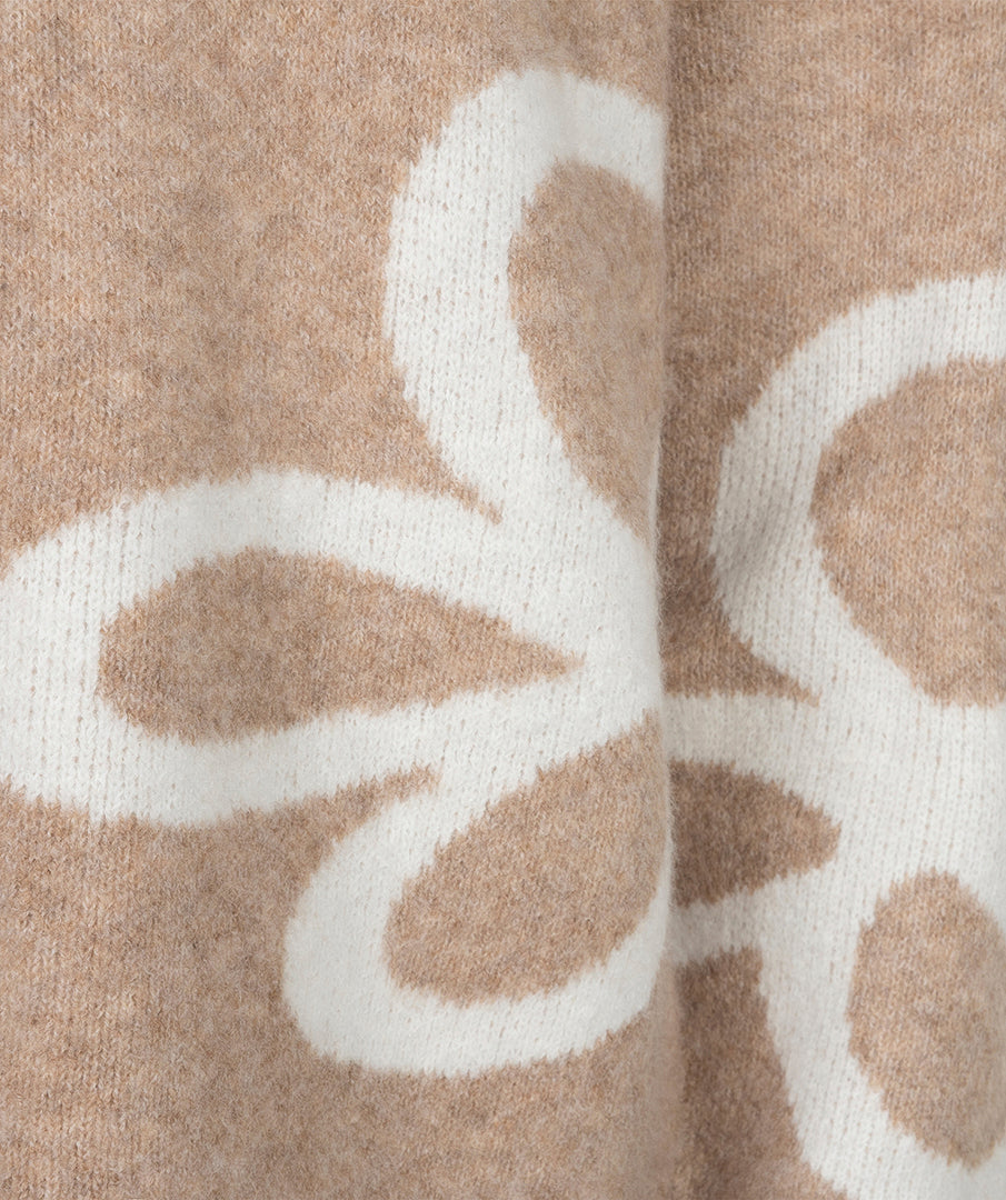 EsQualo Knitted 'Intarsia' Jumper, Sand