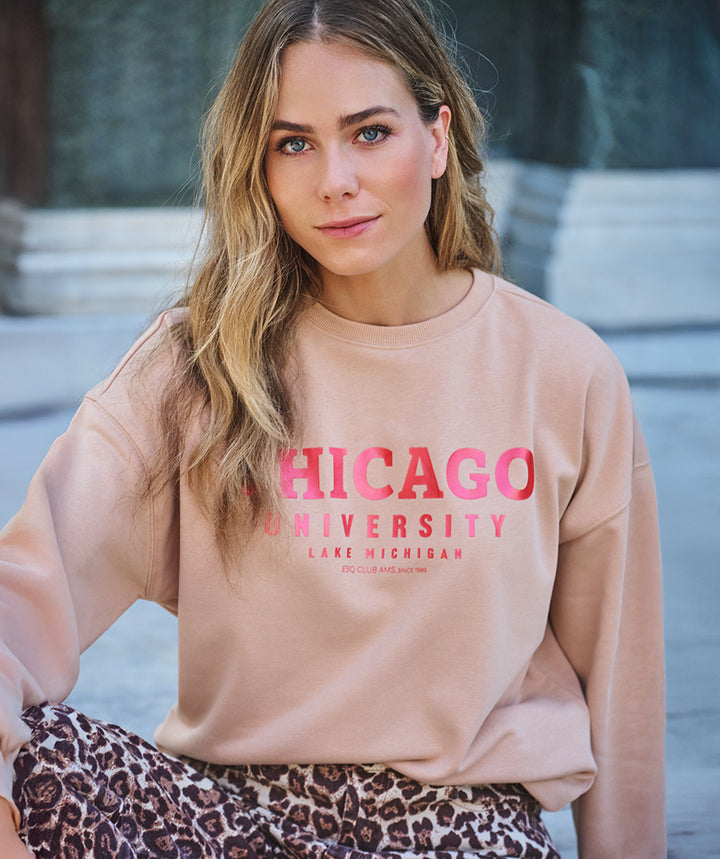 EsQualo Sand 'Chicago' Printed Sweater
