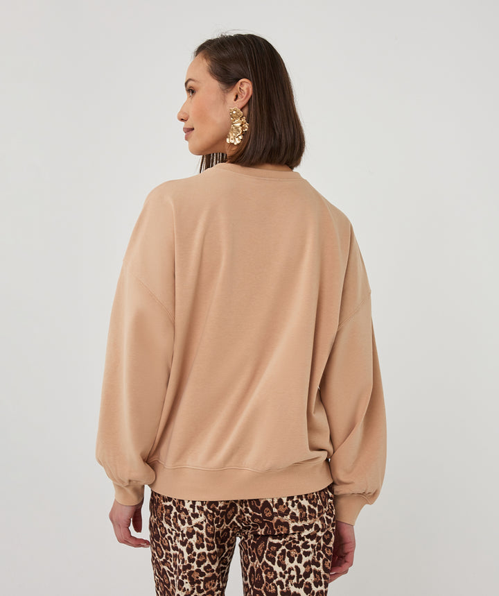EsQualo Sand 'Chicago' Printed Sweater