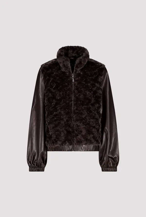 Monari Jacket with Faux Fur, Black Coffee