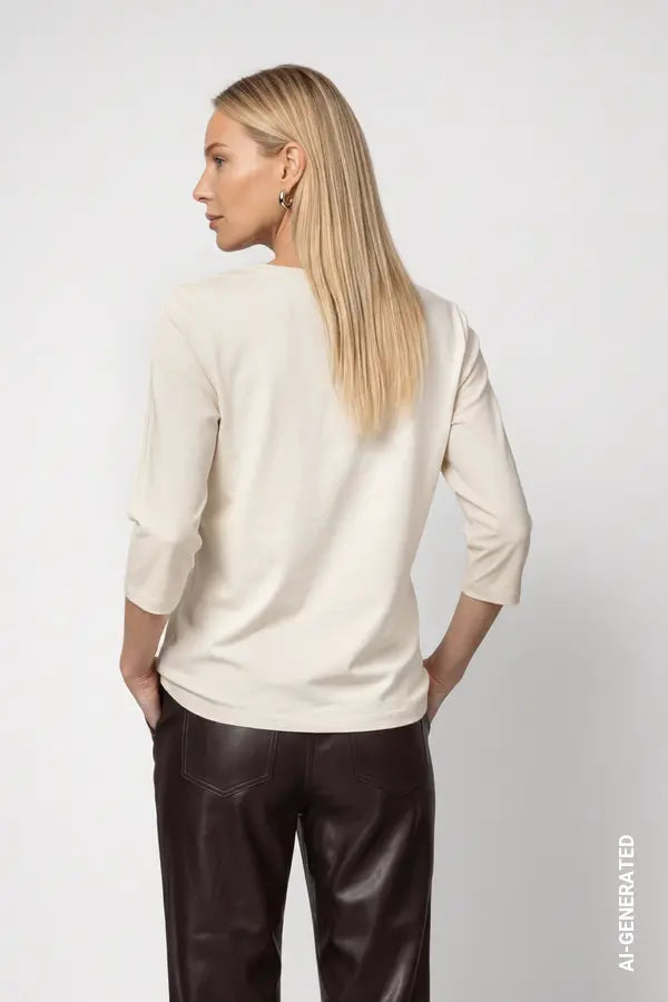 Monari Top with Cafe Vino Print, Antique White