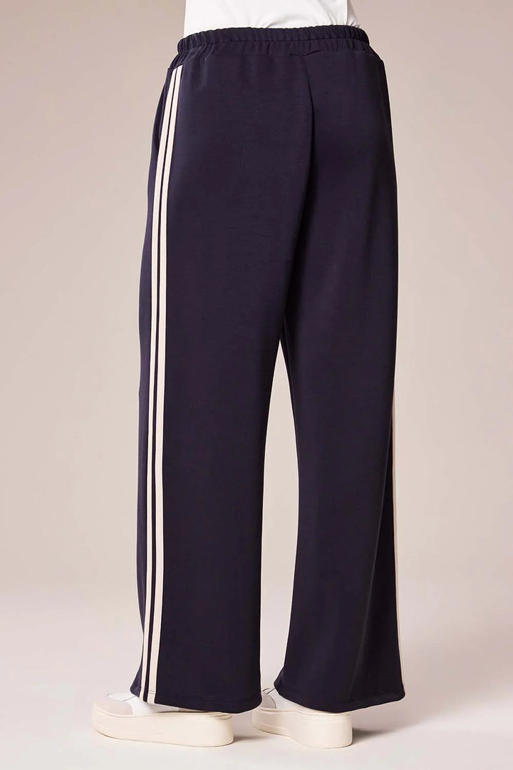 Decollage Navy Relaxed Wide-Leg Trousers