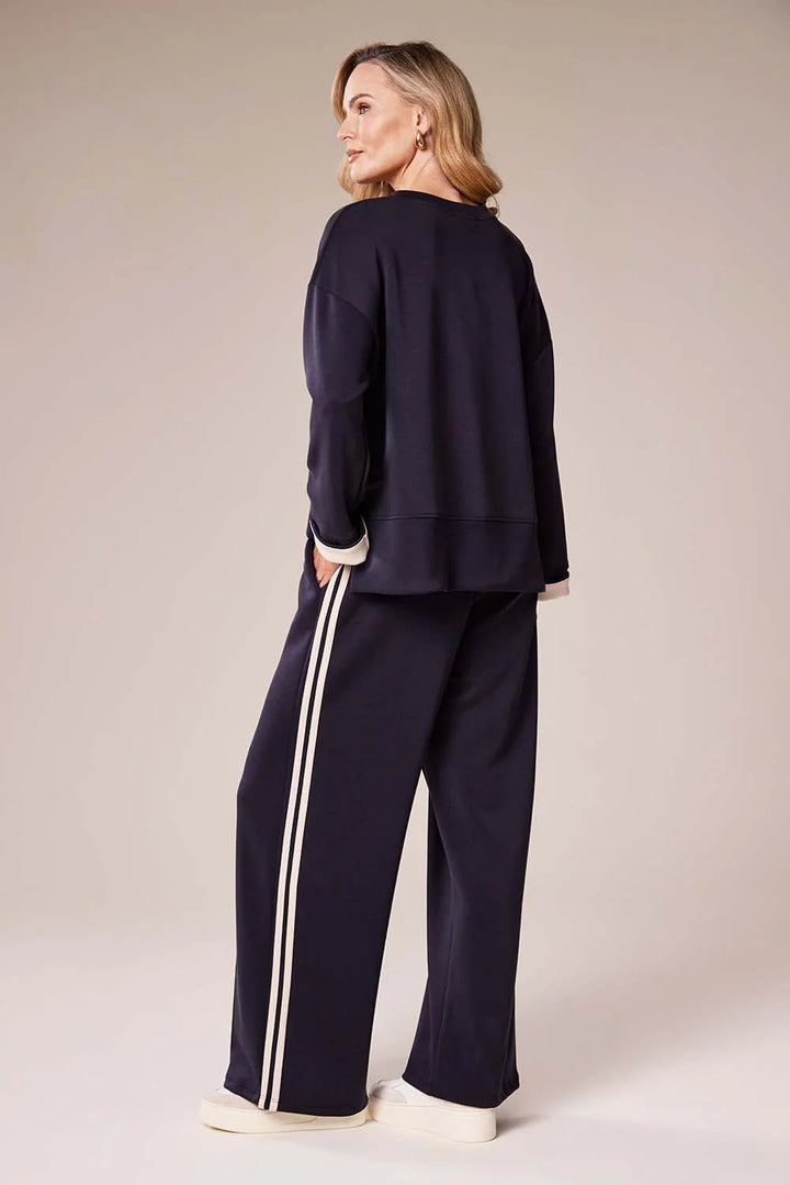 Decollage Navy Relaxed Wide-Leg Trousers