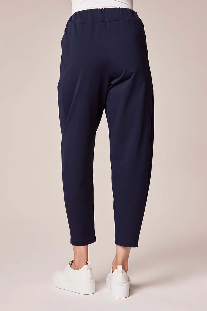 Decollage Navy Barrel Leg Trousers