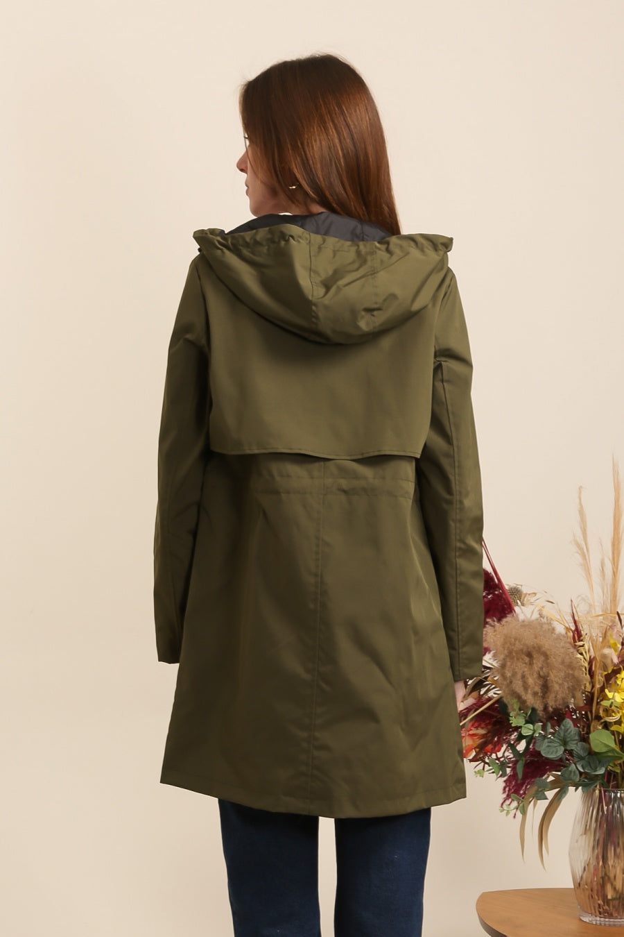 Waterproof & Windproof Mid-Length Parka Jacket, Khaki
