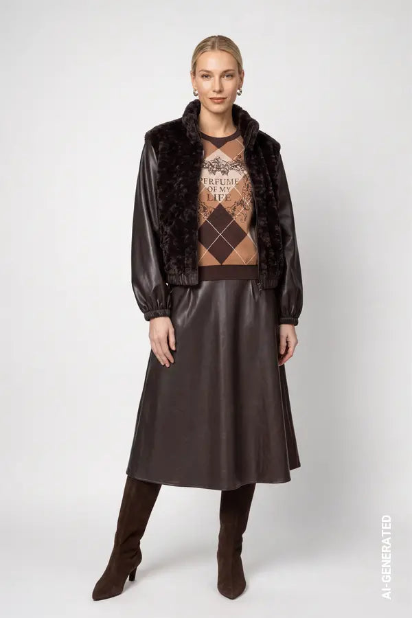 Monari Jacket with Faux Fur, Black Coffee