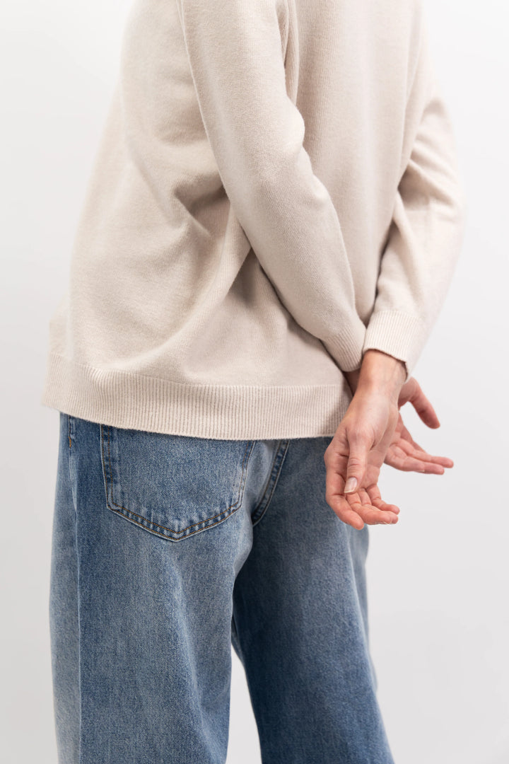 Ivory Boyfriend V-Neck Knit